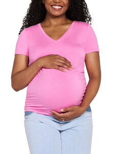 �y���������z �}�U�[�t�b�h�}�^�j�e�B�[ ���f�B�[�X T�V���c �g�b�v�X V-Neck Side-Ruched Maternity Short Sleeve Tee Wild Orchid