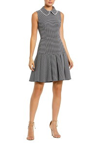 �}�b�N�_�K�� ���f�B�[�X �g�b�v�X �����s�[�X �~�j �m�[�X���[�u Mac Duggal Sleeveless Collared Boucl Mini Dress With Pleats Black White �z���C�g
