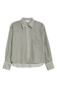 ���B���X ���f�B�[�X �g�b�v�X �V���c �M���K���`�F�b�N �M���K�� Vince Gingham Check Crop Button-Up Shirt Off White/ Smoke �I�t�z���C�g