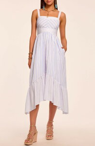 ���C�~�[ �u���b�N ���f�B�[�X �g�b�v�X �����s�[�X �A�V�����g���[ �m�[�X���[�u Ramy Brook Nadia Sleeveless Asymmetric Sundress Blue Stripe Combo �u���[