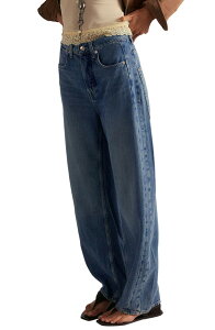 �t���[�s�[�v�� ���f�B�[�X �{�g���X �f�j���p���c ���C�h���b�O �W�[���Y Free People Truro Relaxed Wide Leg Jeans Water Stoned Blue �u���[