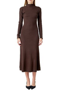 �G���h���X���[�Y ���f�B�[�X �g�b�v�X �����s�[�X ���b�N�l�b�N �~�f�B �Z�[�^�[ Endless Rose Mock Neck Long Sleeve Rib Sweater Midi Dress Chocolate �`���R���[�g