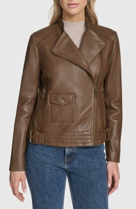�A���h�����[�}�[�N ���f�B�[�X �A�E�^�[ �W���P�b�g�E�u���]�� ���U�[ Andrew Marc Frankie Leather Moto Jacket Oak