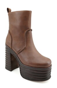 �W�W ���f�B�[�X �V���[�Y �u�[�c�E���C���u�[�c �v���b�g�t�H�[�� ZIGI Argelia Waterproof Platform Bootie Brown �u���E��