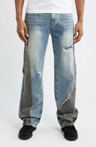 �A�[���e�B�[�G�[ �����Y �{�g���X �f�j���p���c �X�����t�B�b�g �W�[���Y RtA Tucker Slim Fit Distressed Jeans Ash Blue Split �A�b�V��