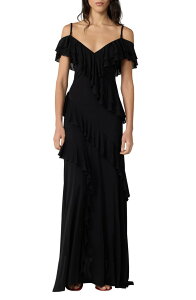 �_�C�A�� �t�H�� �t�@�X�e���o�[�O ���f�B�[�X �g�b�v�X �����s�[�X Diane von Furstenberg Sofia Cold Shoulder Gown Black �u���b�N