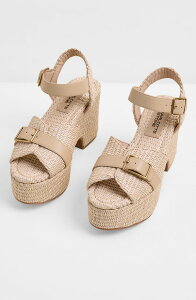 �V���[���b�g�X�g�[�� ���f�B�[�X �V���[�Y �q�[�� �v���b�g�t�H�[�� �T���_�� Charlotte Stone Raf Platform Sandal Natural Raffia