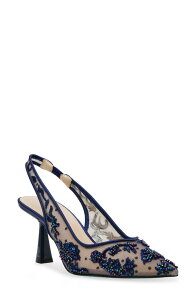 �x�b�c�B�W�����\�� ���f�B�[�X �V���[�Y �q�[�� Betsey Johnsonikki Pointed Toe Slingback Pump Navy �l�C�r�[
