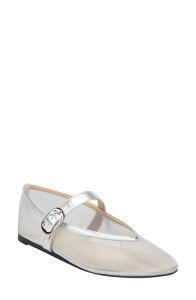 �}�[�N�E�t�B�b�V���[ ���f�B�[�X �V���[�Y �p���v�X ���b�V�� Marc Fisher LTD Godina Mesh Mary Jane Flat Metallic Silver �V���o�[