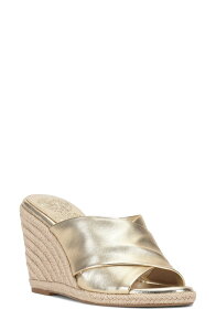 ���B���X�J���[�g ���f�B�[�X �V���[�Y �T���_�� Vince Camuto Fisella Espadrille Wedge Sandal Egyptian Gold �S�[���h