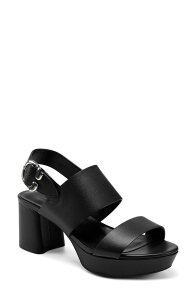�G�A���\�[���Y ���f�B�[�X �V���[�Y �q�[�� �v���b�g�t�H�[�� �T���_�� Aerosoles Camera Platform Sandal Black Leather �u���b�N