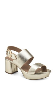 �G�A���\�[���Y ���f�B�[�X �V���[�Y �q�[�� �v���b�g�t�H�[�� �T���_�� Aerosoles Camera Platform Sandal Gold Metallic Leather �S�[���h