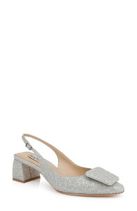 �o�b�h�O���C�~�b�V�J ���f�B�[�X �V���[�Y �q�[�� Badgley Mischka Collection Gracen Slingback Pump Silver Glitter �V���o�[