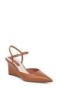 �t�����R�T���g ���f�B�[�X �V���[�Y �q�[�� �A���N�� �L���b�v Franco Sarto Cherie Ankle Strapointed Cap Toe Wedge Pump Cognac