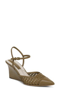 �t�����R�T���g ���f�B�[�X �V���[�Y �q�[�� �A���N�� �L���b�v Franco Sarto Cherie Ankle Strapointed Cap Toe Wedge Pump Olive �I���[�u