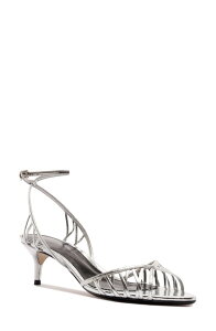 �A���N�T���h���o�[�h�}�� ���f�B�[�X �V���[�Y �T���_�� �q�[�� Alexandre Birman Solene Kitten Heel Cage Sandal Silver �V���o�[