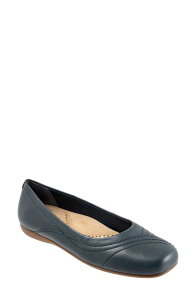 �g���b�^�[�Y ���f�B�[�X �V���[�Y �p���v�X Trottersasha Square Toe Flat Navy �l�C�r�[