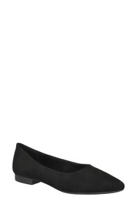 �x�����B�[�^ ���f�B�[�X �V���[�Y �p���v�X Bella Vita Mireya Pointed Toe Flat Black Suede �u���b�N
