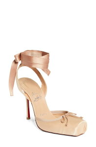 �N���X�`�����E���u�^�� ���f�B�[�X �V���[�Y �p���v�X ���[�X Christian Louboutin Cassia Lace-Up Slingback Pump Blush/ Lin Blush �u���b�V��
