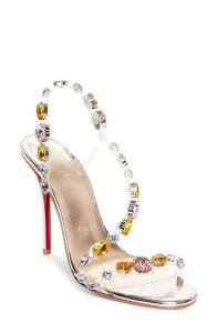 �N���X�`�����E���u�^�� ���f�B�[�X �V���[�Y �T���_�� Christian Louboutin Rosa Z Crystal Embellished Transparent Slingback Sandaleche/ Leche