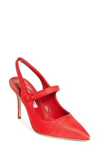 �}�m�� �u���j�N ���f�B�[�X �V���[�Y �p���v�X Manolo Blahnik Camparisli Pointed Toe Mary Jane Slingback Pump Bright Red/ Bright Red ���b�h