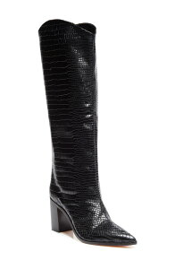 �V���b�c ���f�B�[�X �V���[�Y �u�[�c�E���C���u�[�c �q�[�� Schutz Maryana Pointed Toe Block Heel Knee High Boot Black �u���b�N