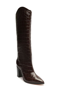 �V���b�c ���f�B�[�X �V���[�Y �u�[�c�E���C���u�[�c �q�[�� Schutz Maryana Pointed Toe Block Heel Knee High Boot Dark Chocolate �`���R���[�g