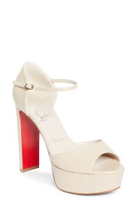 �N���X�`�����E���u�^�� ���f�B�[�X �V���[�Y �T���_�� �v���b�g�t�H�[�� Christian Louboutin Sandaloo Platform Sandal Pearl �p�[��