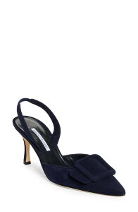 �}�m�� �u���j�N ���f�B�[�X �V���[�Y �p���v�X Manolo Blahnik Maysli Pointed Toe Slingback Pump Navy4116