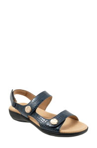 �g���b�^�[�Y ���f�B�[�X �V���[�Y �q�[�� �T���_�� Trotters Romi Croco Slingback Sandal Navy �l�C�r�[