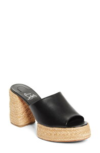 �N���X�`�����E���u�^�� ���f�B�[�X �V���[�Y �T���_�� �v���b�g�t�H�[�� Christian Louboutin Calakala Espadrille Platform Slide Sandal Black/ Lin Black �u���b�N