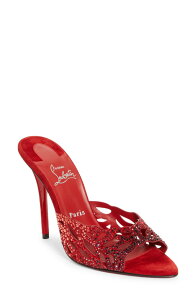 �N���X�`�����E���u�^�� ���f�B�[�X �V���[�Y �T���_�� Christian Louboutin Lasera Ombr Crystal Embellished Slide Sandal Fever/ Mix Degrade