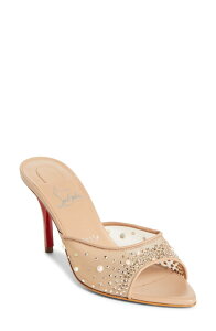 �N���X�`�����E���u�^�� ���f�B�[�X �V���[�Y �T���_�� ���b�V�� Christian Louboutin Miss Z Crystal Embellished Mesh Pointed Toe Sandal Blush/ Blush �u���b�V��