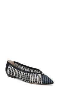 ���F���j�J �x�A�[�h ���f�B�[�X �V���[�Y �p���v�X Veronica Beard Bancroft Woven Pointed Toe Flat Blue Multi-Dm �u���[