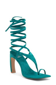 �W�F�t���[ �L�����x�� ���f�B�[�X �V���[�Y �q�[�� �T���_�� �A���N�� Jeffrey Campbell Bon Ankle Wrap Sandal Turquoise Suede �^�[�R�C�Y