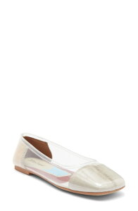 �W�F�t���[ �L�����x�� ���f�B�[�X �V���[�Y �p���v�X Jeffrey Campbell Perception Square Toe Flat Clear Beige Combo �x�[�W��