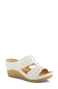 �t���N�T�X ���f�B�[�X �V���[�Y �q�[�� �v���b�g�t�H�[�� �T���_�� Flexus by Spring Step Dreiser Platform Wedge Slide Sandal Beige �x�[�W��