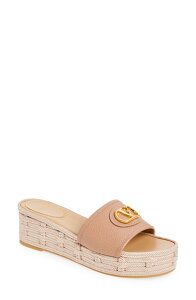���@�����e�B�m ���f�B�[�X �V���[�Y �T���_�� �v���b�g�t�H�[�� ���S Valentino Garavani VLOGO Espadrille Platform Wedge Slide Sandal Rose Cannelle