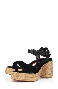�N���X�`�����E���u�^�� ���f�B�[�X �V���[�Y �T���_�� �v���b�g�t�H�[�� Christian Louboutin Calakala Espadrille Platform Sandal Black �u���b�N