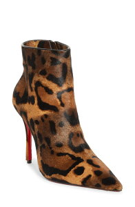 �N���X�`�����E���u�^�� ���f�B�[�X �V���[�Y �u�[�c�E���C���u�[�c Christian Louboutin Miss Z Genuine Calf Hair Pointed Toe Bootie Brown �u���E��