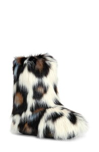 �A�U���A ���� ���f�B�[�X �V���[�Y �u�[�c�E���C���u�[�c �v�����g AZALEA WANG Albert Leopard Print Faux Fur Bootie White Multi �z���C�g