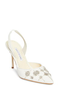 �}�m�� �u���j�N ���f�B�[�X �V���[�Y �p���v�X Manolo Blahnik Ralynembellished Slingback Pump Cream �N���[��