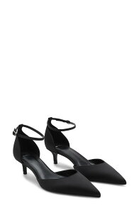 �}���S ���f�B�[�X �V���[�Y �q�[�� �A���N�� MANGO Ankle Strapointed Toe Kitten Heel Pump Black �u���b�N