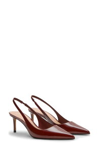 �}���S ���f�B�[�X �V���[�Y �q�[�� MANGO Slingback Pointed Toe Burgundy �o�[�K���f�B