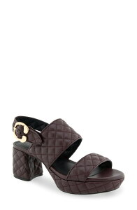 �G�A���\�[���Y ���f�B�[�X �V���[�Y �T���_�� �v���b�g�t�H�[�� �L���e�B���O Aerosoles Camera Quilted Slingback Platform Sandal Deep Aubergine Leather �I�[�o�[�W�[��