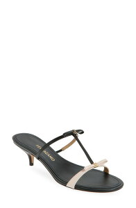 �t�F���K�� ���f�B�[�X �V���[�Y �T���_�� �q�[�� FERRAGAMO Abili Bow Kitten Heel Sandal Ballet/ Nero