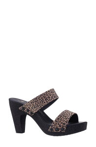 �j�i ���f�B�[�X �V���[�Y �q�[�� �v���b�g�t�H�[�� �T���_�� Nina Vegas Platform Slide Sandal Cheetah