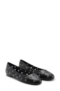�}���S ���f�B�[�X �V���[�Y �p���v�X MANGO Grommet Ballet Flat Black �u���b�N