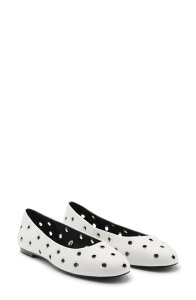 �}���S ���f�B�[�X �V���[�Y �p���v�X MANGO Grommet Ballet Flat White �z���C�g