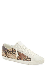 �S�[���f���O�[�X ���f�B�[�X �V���[�Y �X�j�[�J�[ �v�����g Golden Goose Super-Star Leopard Print Genuine Calf Hair Sneaker Beige Brown / Beige/ Red ���b�h